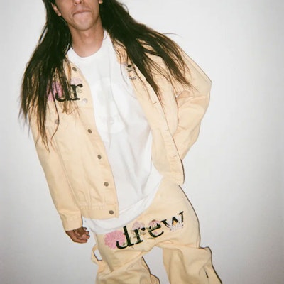 드류 하우스 스마일 로고 SS21 옐로우 플로럴 자수 카펜터 진 데님 DR-SS21-116 Details for 드류 하우스 스마일 로고 SS21 옐로우 플로럴 자수 카펜터 진 데님 DR-SS21-116