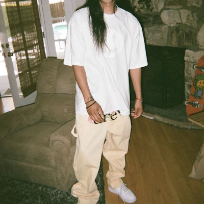 드류 하우스 스마일 로고 SS21 옐로우 플로럴 자수 카펜터 진 데님 DR-SS21-116 2