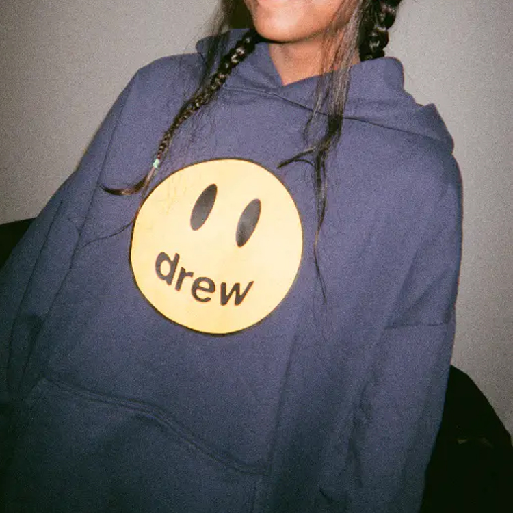 Shop Drew House Smiley Navy 藍色微笑吉祥物男女連帽衫 DH-F31121-N