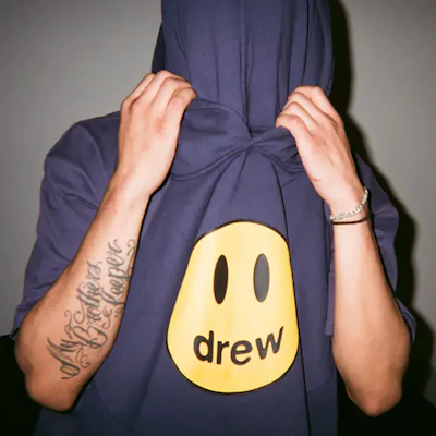 Drew House Smiley Navy 藍色微笑吉祥物男女連帽衫 DH-F31121-N Details for Drew House Smiley Navy 藍色微笑吉祥物男女連帽衫 DH-F31121-N