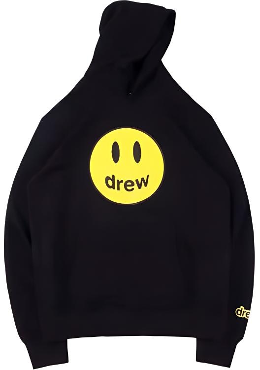 drew-house-smiley-print-black-fleece-pullover-unisex-hoodie-dr-0117