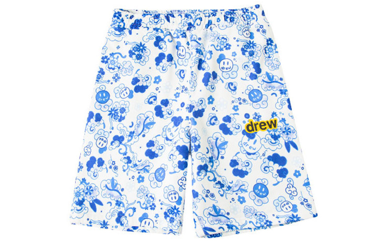 Order Drew House Smiley Print Unisex Shorts Biru Danube DR-SS20-89