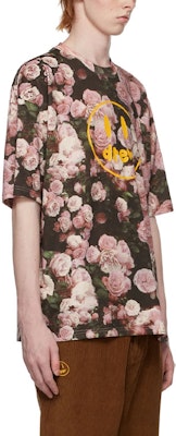 Drew House Smiley Roses Floral Logo Kaos Oversized Pink Pria DR-SS22-612 Shop Drew House Smiley Roses Floral Logo Kaos Oversized Pink Pria DR-SS22-612