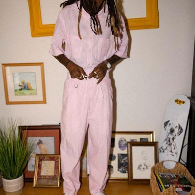 Drew House Smiley Seersucker Baju Poket Lengan Pendek Jalur Pink Unisex. DR-SS21-124 3