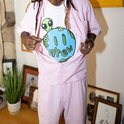 Drew House Smiley Seersucker Baju Poket Lengan Pendek Jalur Pink Unisex. DR-SS21-124 4