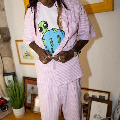 Drew House Smiley Seersucker Baju Poket Lengan Pendek Jalur Pink Unisex. DR-SS21-124 5