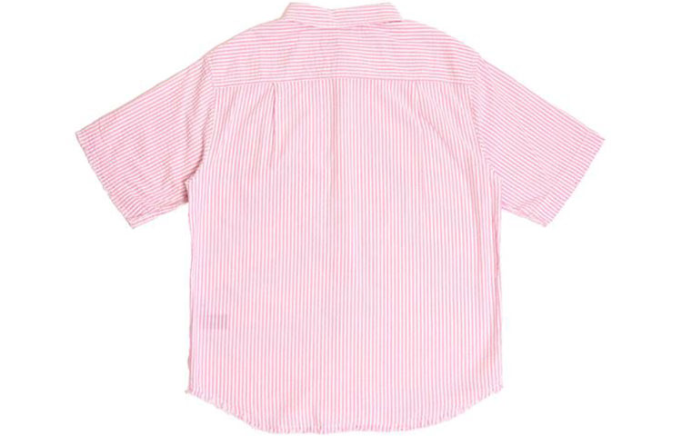 Lookbook Drew House Smiley Seersucker Baju Poket Lengan Pendek Jalur Pink Unisex. DR-SS21-124