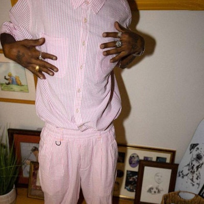 Drew House Smiley Seersucker Baju Poket Lengan Pendek Jalur Pink Unisex. DR-SS21-124 Cheap Drew House Smiley Seersucker Baju Poket Lengan Pendek Jalur Pink Unisex. DR-SS21-124