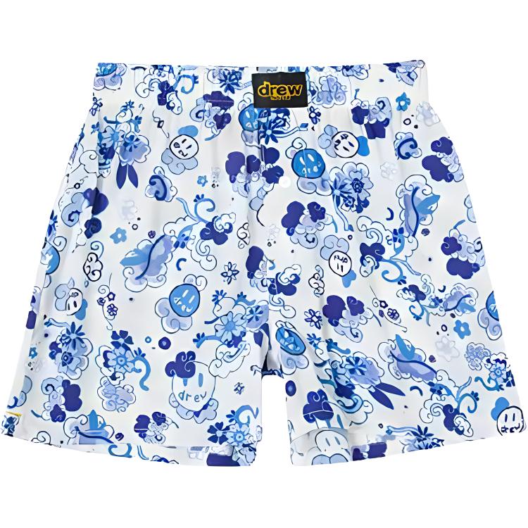 Drew House Smiley Series Rayon Sofia Shorts Unisex Blue Cloud Print DR-SS20-88