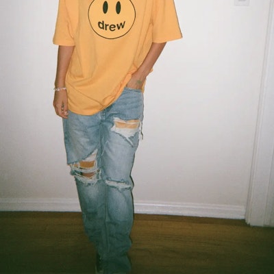 Drew House Smiley Siri Unisex Mini Drew Jeans Lusuh Indigo Vintage DR-SS20-011 Details for Drew House Smiley Siri Unisex Mini Drew Jeans Lusuh Indigo Vintage DR-SS20-011