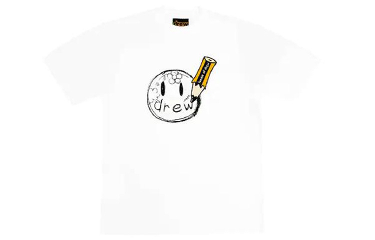 Order Drew House Smiley Sketch Logo Kaos Unisex Putih DR-SS20-71
