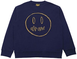 Drew House Smiley Sketch Mascot Crewneck Navy Unisex Pullover Sweatshirt. DR-SS21-146 Drew House Smiley Sketch Mascot Crewneck Navy Unisex Pullover Sweatshirt. DR-SS21-146
