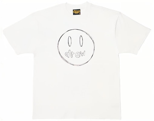 드류 하우스 스마일리 스케치 마스코트 화이트 그래픽 반팔 티셔츠 유니섹스. DR-FW21-011 Order 드류 하우스 스마일리 스케치 마스코트 화이트 그래픽 반팔 티셔츠 유니섹스. DR-FW21-011