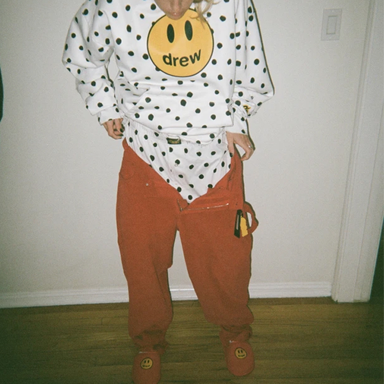 Shop Drew House 笑臉 SS21 波點拼布連帽衫 白色 男女款 DR-SS21-2