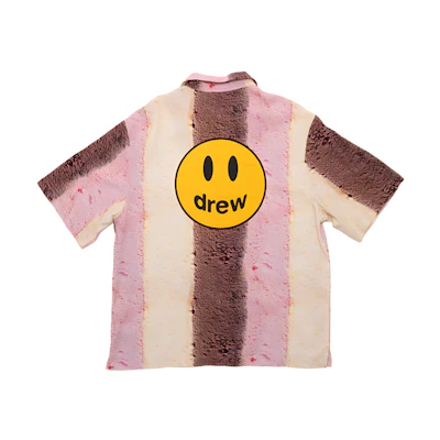 Drew House Smiley SS22 Pink Striped Button-Up Short Sleeve Shirt Unisex. DR-SS22-308