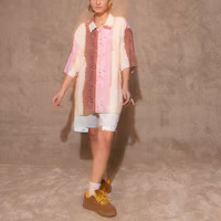 Shop Drew House SS22 粉色條紋短袖襯衫 笑臉設計 男女款. DR-SS22-308