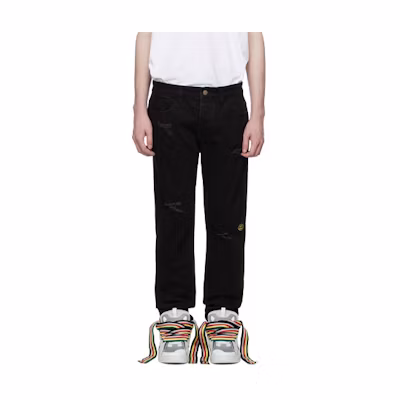 Drew House Smiley Straight-Leg Denim Jeans Black. DR-SS22-246