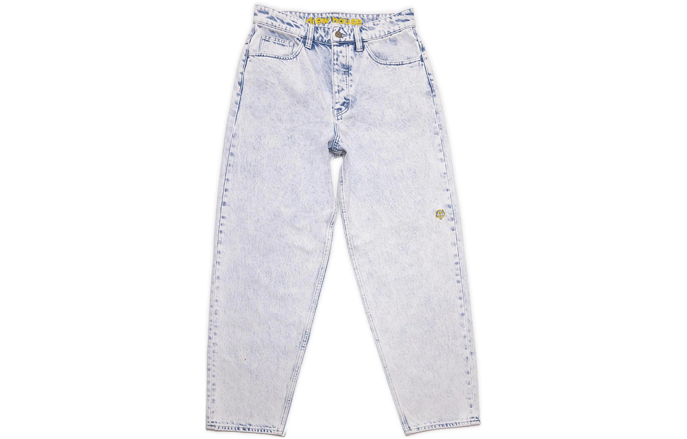 Order Drew House Smiley Jeans Biru Indigo Unisex Potongan Longgar Gaya Terkini. DR-SS22-231