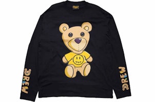 Drew House Smiley Teddy Bear Logo Graphic Crewneck Long Sleeve Tee Black Unisex DR-FW21-077 Drew House Smiley Teddy Bear Logo Graphic Crewneck Long Sleeve Tee Black Unisex DR-FW21-077