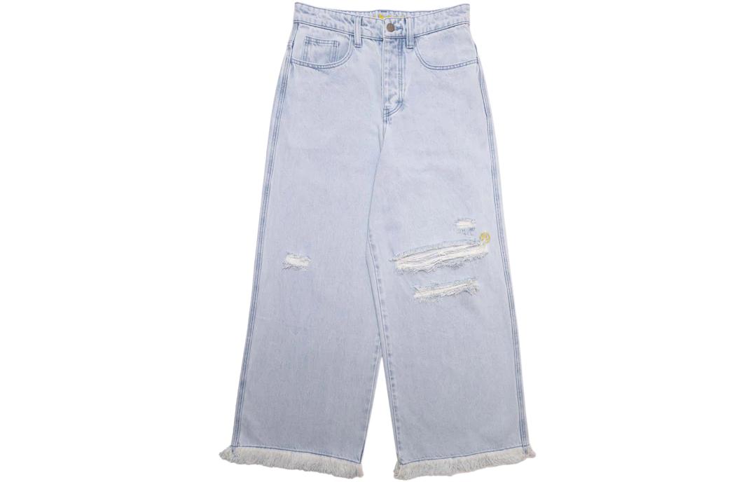 Drew House Smiley Ultra Wide Leg Distressed Vintage Indigo Jeans Unisex Blue. DR-SS22-161