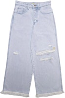 Drew House Smiley Ultra Wide Leg Distressed Vintage Indigo Jeans Unisex Blue. DR-SS22-161 Drew House Smiley Ultra Wide Leg Distressed Vintage Indigo Jeans Unisex Blue. DR-SS22-161
