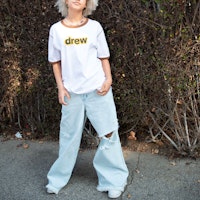 Cheap Drew House Smiley 復古寬版破壞丹寧牛仔褲 藍色 男女適用 DR-SS22-161