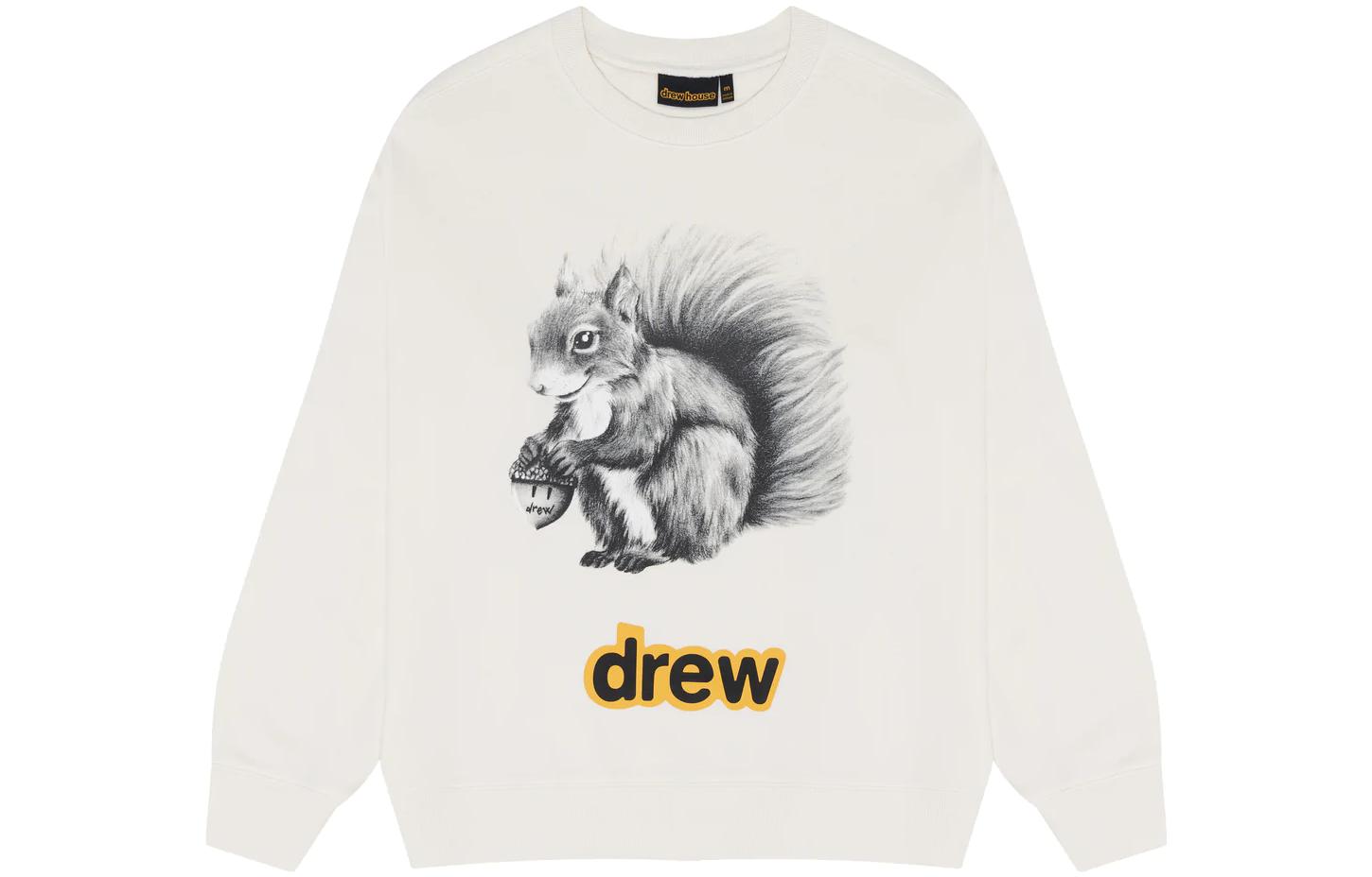 Drew House Squirrel Print Crewneck Pullover Sweatshirt Men - White DW-FW22-1223-80