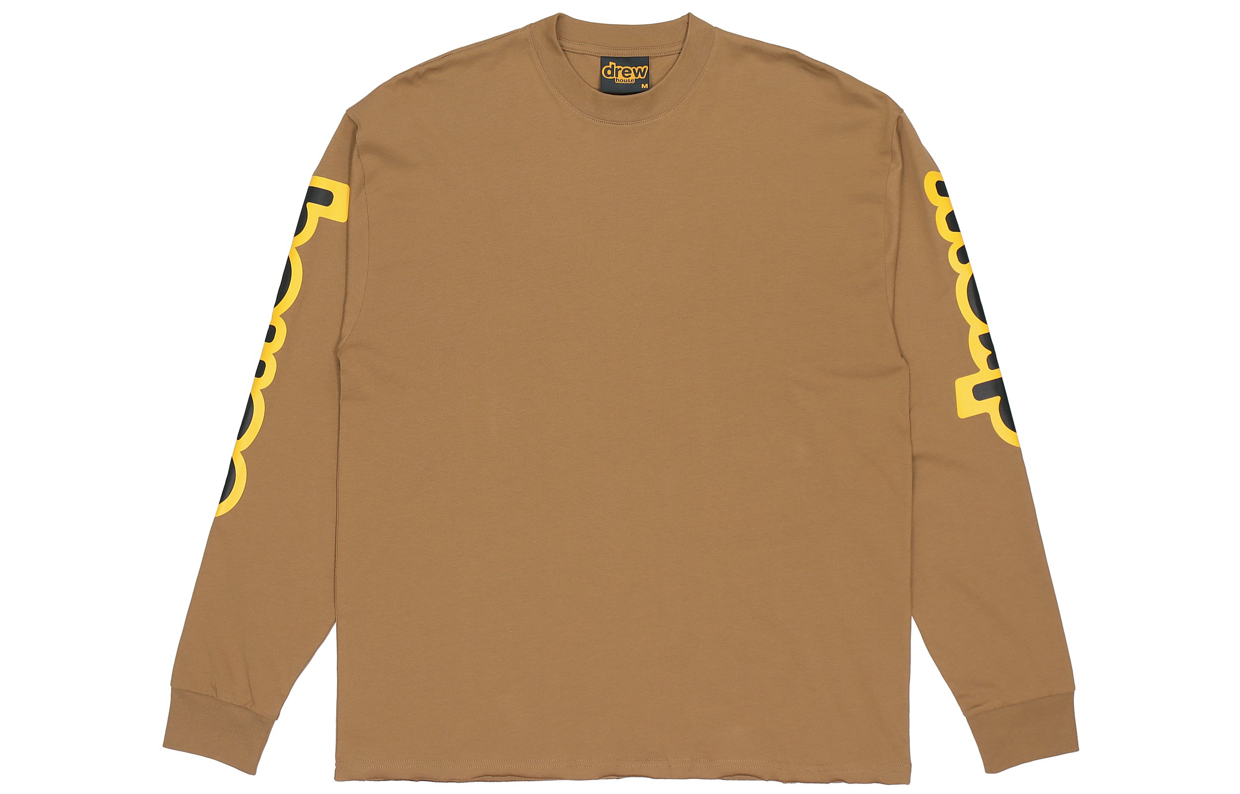 Drew House SS21 Brown Logo Print Long Sleeve Tee-Unisex Cotton Base Layer Top DR-SS21-85