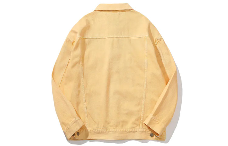 Lookbook 드루하우스 SS21 꽃 트러커 자켓 워시드 탠저린 옐로우 유니섹스 데님 자켓. DR-SS21-115