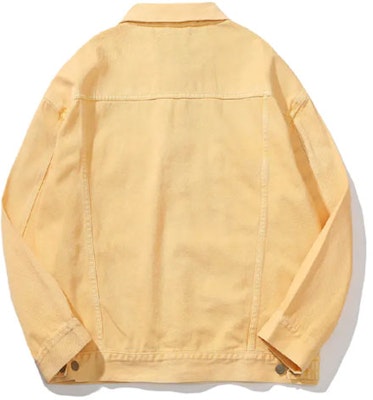 드루하우스 SS21 꽃 트러커 자켓 워시드 탠저린 옐로우 유니섹스 데님 자켓. DR-SS21-115 Lookbook 드루하우스 SS21 꽃 트러커 자켓 워시드 탠저린 옐로우 유니섹스 데님 자켓. DR-SS21-115
