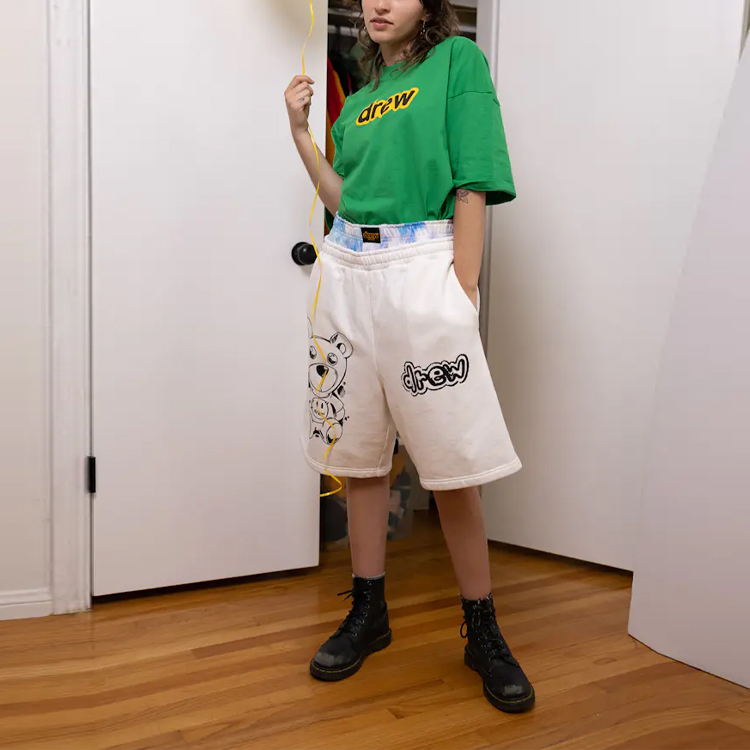 Cheap Drew House Celana Pendek Grafis Unisex Off-White SS21. DR-SS21-81