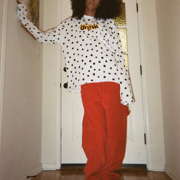 Shop Drew House SS21 波點標誌長袖T恤 中性款 白色 DR-SS21-32