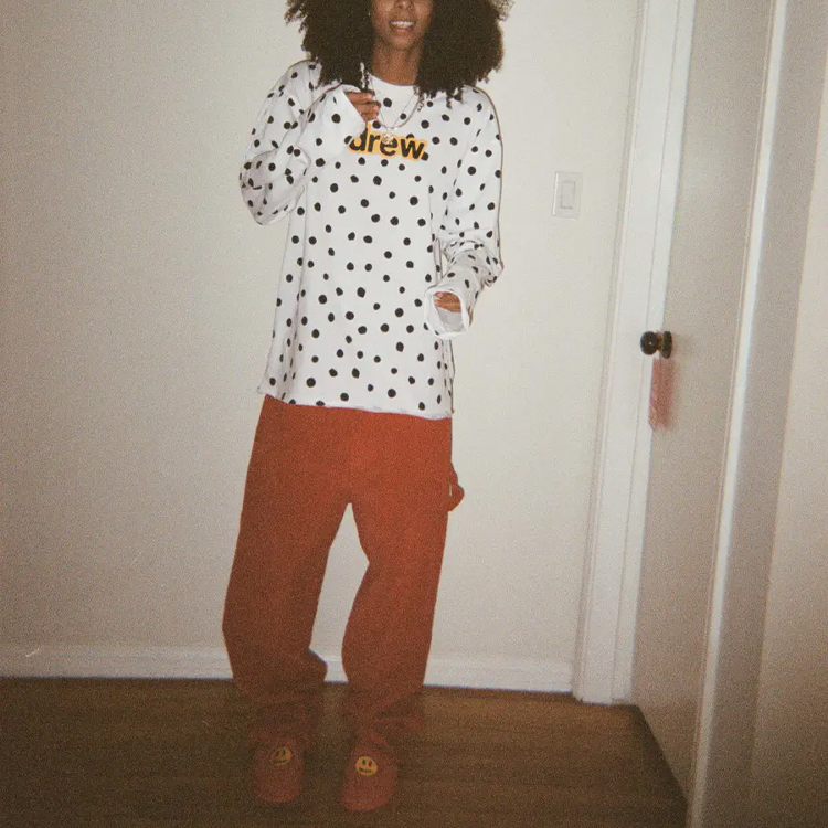 Purchase Drew House SS21 波點標誌長袖T恤 中性款 白色 DR-SS21-32