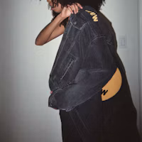 Shop Drew House SS21 Smiley Denim Jacket Unisex Couple's Black DR-SS21-20