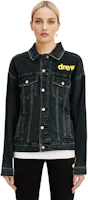 Cheap Drew House SS21 Smiley Denim Jacket Unisex Couple's Black DR-SS21-20