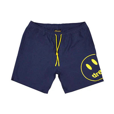 Drew House SS21 Smiley Mascot Pool Shorts Navy Unisex Drawstring Shorts DR-SS21-119