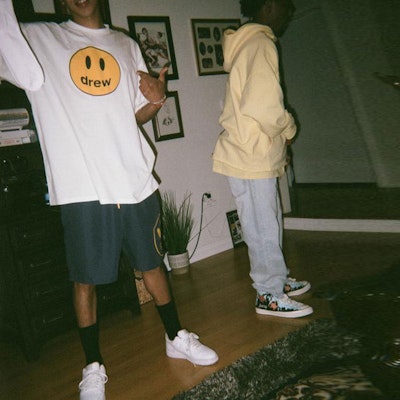 Drew House SS21 笑脸标志海军蓝男女通用抽绳短裤泳池短裤 DR-SS21-119 3