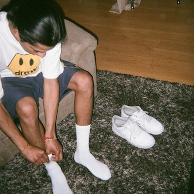 Drew House SS21 笑脸标志海军蓝男女通用抽绳短裤泳池短裤 DR-SS21-119 2