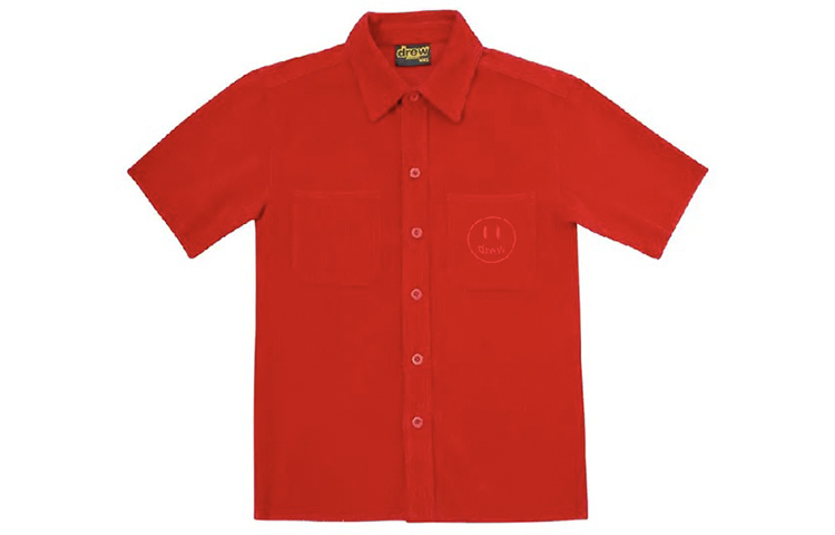 Drew House SS21 Smiley Mini Corduroy Red Short Sleeve Shirt Unisex DR-SS21-24