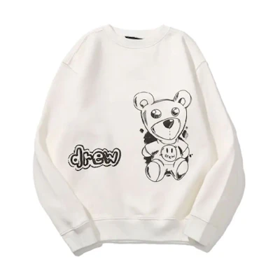 Drew House SS21 Theodore Sketch Crewneck Graphic Sweatshirt Unisex White. DR-SS21-74
