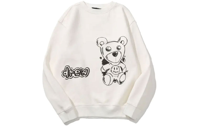 Order Drew House SS21 Theodore 素描图案圆领卫衣 男女同款 白色. DR-SS21-74