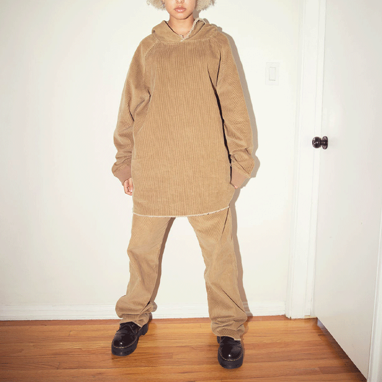 Shop Drew House SS22 Seluar Korduroi Carpenter Chaz Brown Unisex Kasual Potongan Lurus. DR-SS22-460