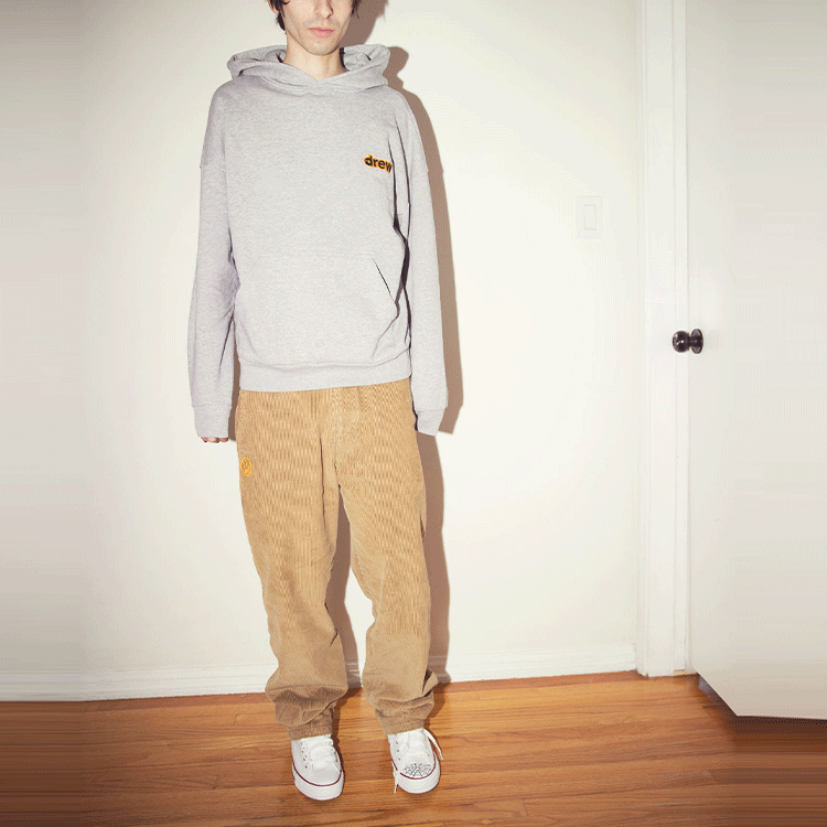 Sizing Drew House SS22 Seluar Korduroi Carpenter Chaz Brown Unisex Kasual Potongan Lurus. DR-SS22-460