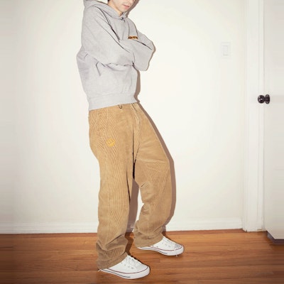 Drew House SS22 Seluar Korduroi Carpenter Chaz Brown Unisex Kasual Potongan Lurus. DR-SS22-460 1