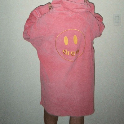 Drew House SS22 Hot Pink Corduroy Hoodie Smiley Unisex Warm Pullover. DR-SS22-158 2