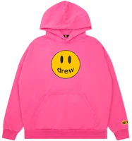 Drew House SS22 Mascot Smiley Hoodie Hot Pink Pullover Unisex Pink Sweatshirt DR-SS22-153 Drew House SS22 Mascot Smiley Hoodie Hot Pink Pullover Unisex Pink Sweatshirt DR-SS22-153