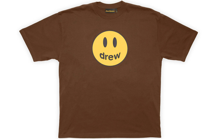 Order Camiseta Unisex Marrón Drew House SS22 con Estampado Smiley Mascota. DR-SS22-002