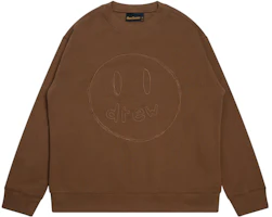 Drew House SS22 Sketch Mascot Crewneck Brown Unisex Smiley Graphic Sweatshirt. DR-SS22-489 Drew House SS22 Sketch Mascot Crewneck Brown Unisex Smiley Graphic Sweatshirt. DR-SS22-489