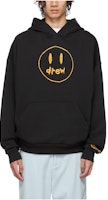 Drew House SS22 Smile Logo Embroidered Pullover Hoodie Black Long Sleeve. DR-SS22-659 Drew House SS22 Smile Logo Embroidered Pullover Hoodie Black Long Sleeve. DR-SS22-659