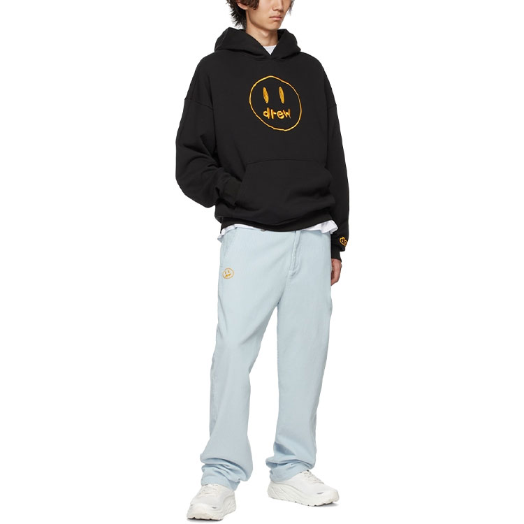 Shop Sudadera con capucha Drew House SS22 Smile Logo bordado Manga Larga Negra. DR-SS22-659